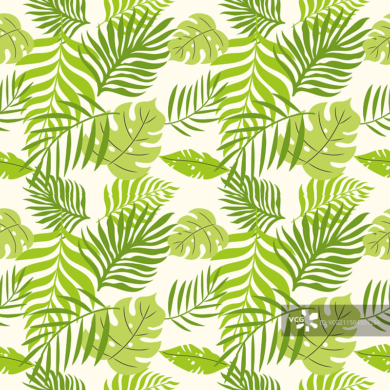 手绘棕榈叶无缝图案图片素材