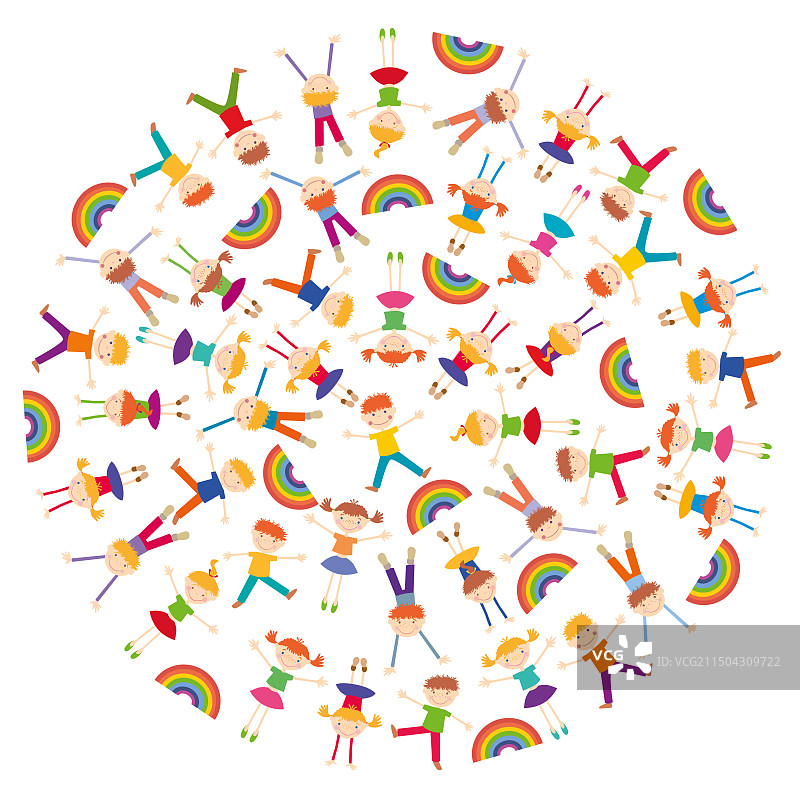 儿童卡通人物的快乐嬉戏图片素材