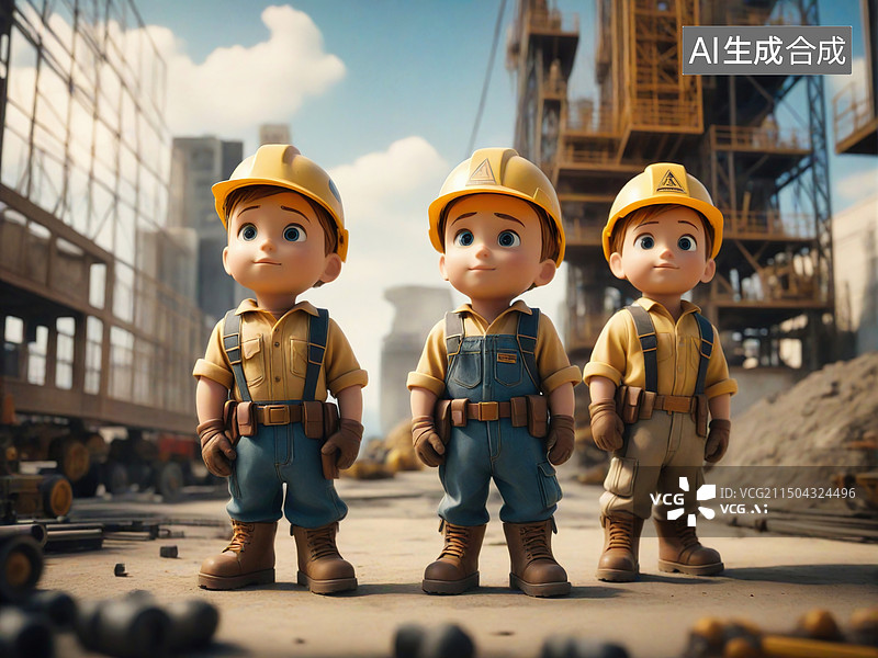 【AI数字艺术】施工现场工人特写镜头图片素材