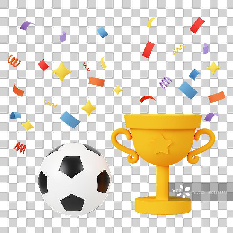 3D渲染足球奖杯世界杯比赛插画免抠元素图片素材