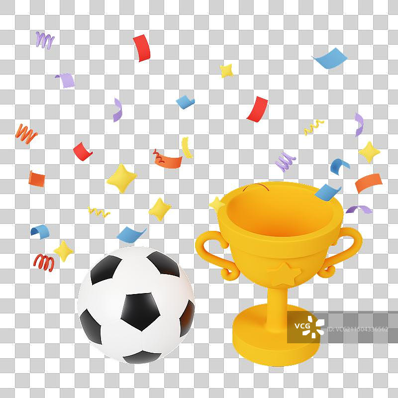 3D渲染足球奖杯世界杯比赛插画免抠元素图片素材