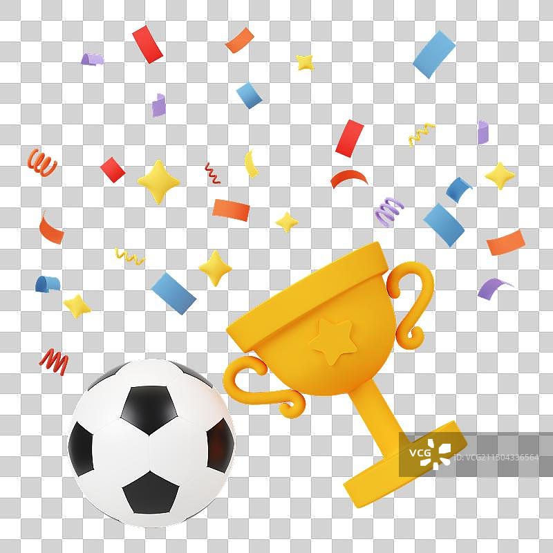 3D渲染足球奖杯世界杯比赛插画免抠元素图片素材