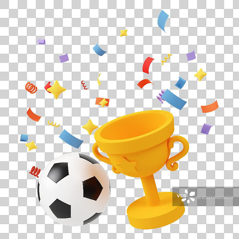 3D渲染足球奖杯世界杯比赛插画免抠元素图片素材