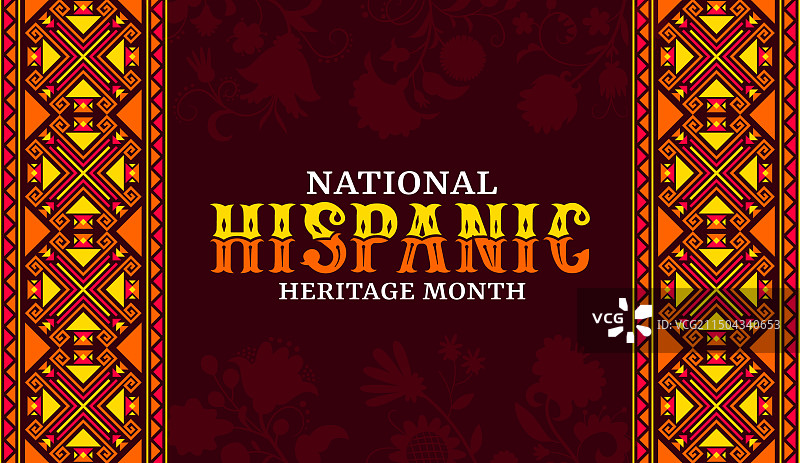 西班牙裔传统月banner上的装饰品图片素材