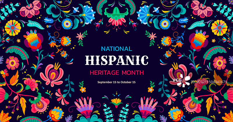 热带花卉装饰西班牙裔传统月图片素材