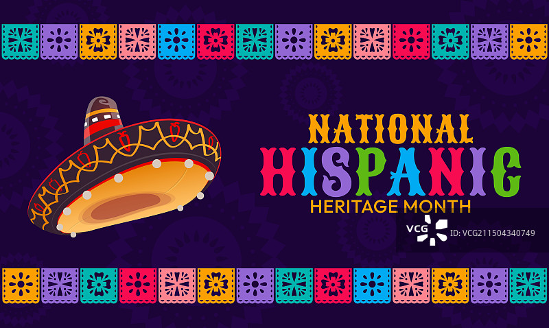 西班牙裔传统月banner墨西哥帽图片素材
