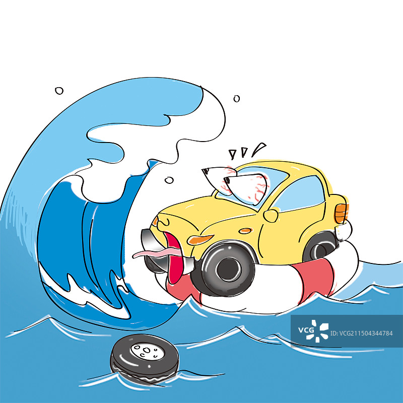 浪涛汹涌里的汽车图片素材