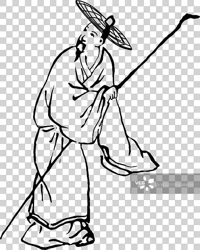 古代，诗人，插画，元素，黑白，线描，图片素材