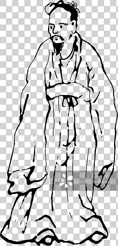 古代，诗人，插画，元素，黑白，线描，图片素材