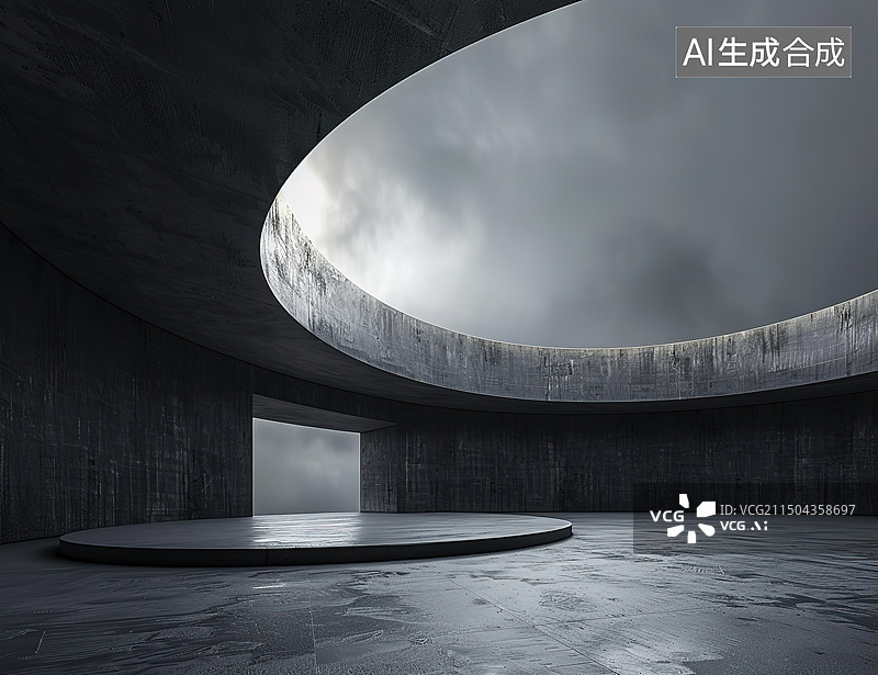 【AI数字艺术】混凝土建筑空间图片素材