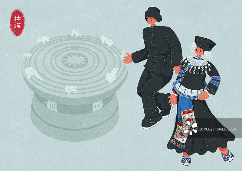 云南地区壮族传统服饰男女图片素材