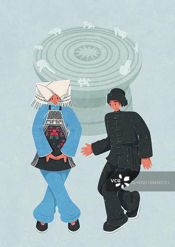 广西地区壮族传统服饰男女图片素材