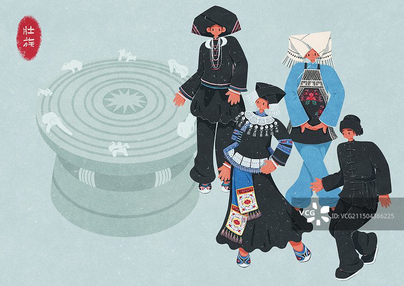 壮族不同地区传统服饰男女图片素材