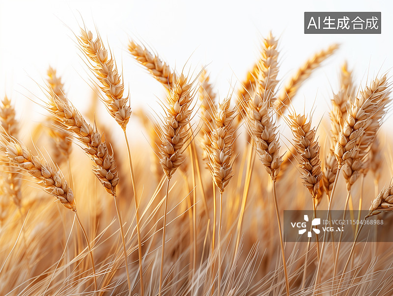 【AI数字艺术】白色背景下的小麦特写镜头图片素材