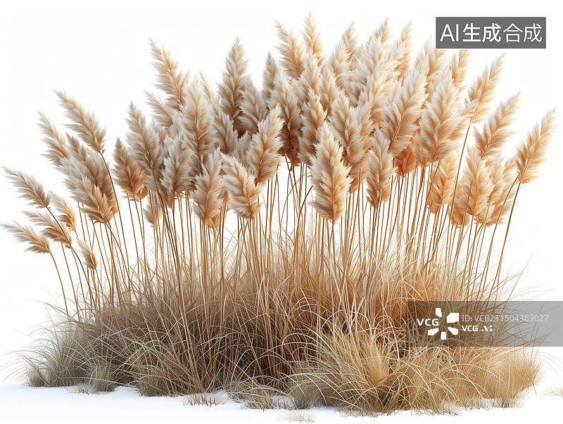 【AI数字艺术】白色背景下的小麦特写镜头图片素材