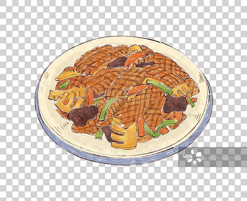 手绘山东特色美食鲁菜川菜爆炒腰花插画图片素材