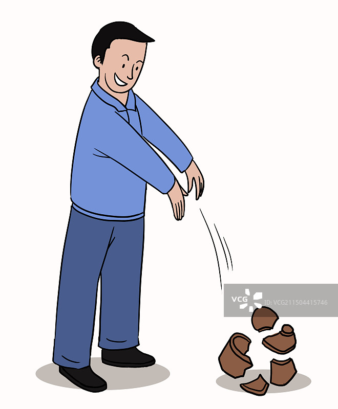 中国传统文化成语故事歇后语打破砂锅问到底语言求知探索摔东西资讯人物插画图片素材