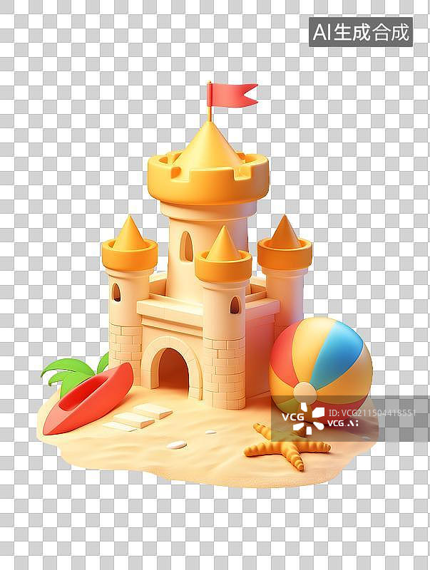 【AI数字艺术】卡通沙滩城堡图片素材
