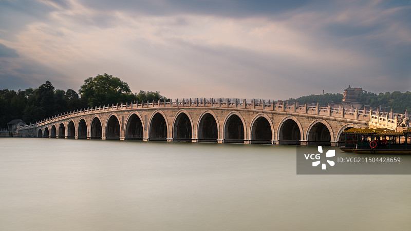 颐和园十七孔桥长曝光图片素材