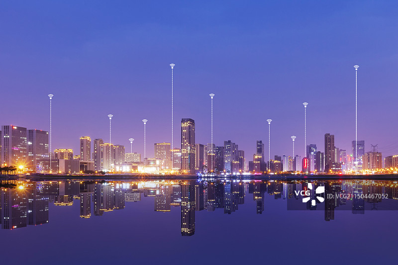 智能城市风光与网络概念图片素材