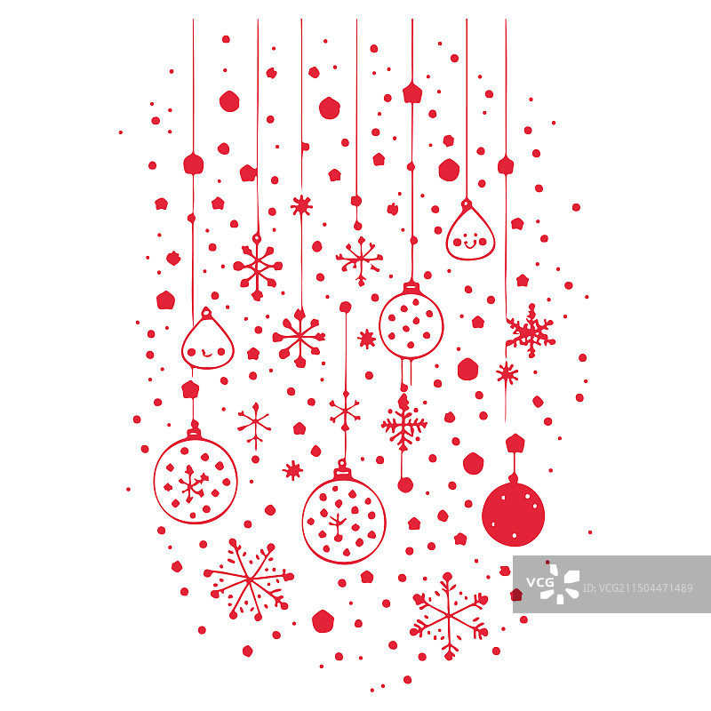 红色儿童圣诞雪花装饰图案图片素材
