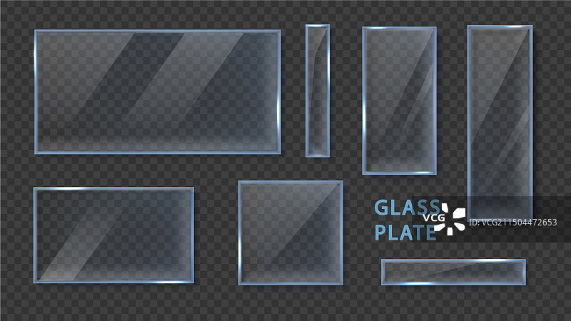 玻璃板模板逼真套装（已隔离）图片素材