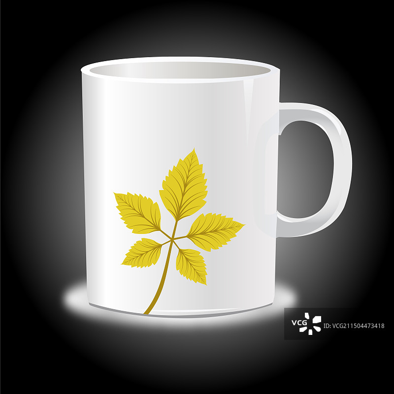 彩色树叶马克杯样机背景图片素材