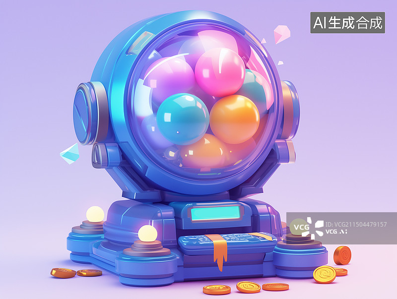 【AI数字艺术】3d创意扭蛋机图片素材