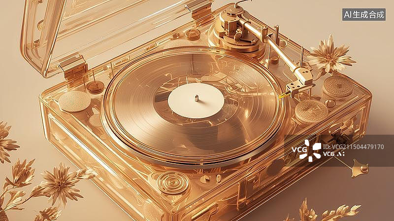 【AI数字艺术】文艺风唱片机背景图片素材