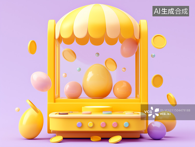 【AI数字艺术】3d创意扭蛋机图片素材