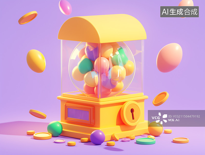 【AI数字艺术】3d创意扭蛋机图片素材