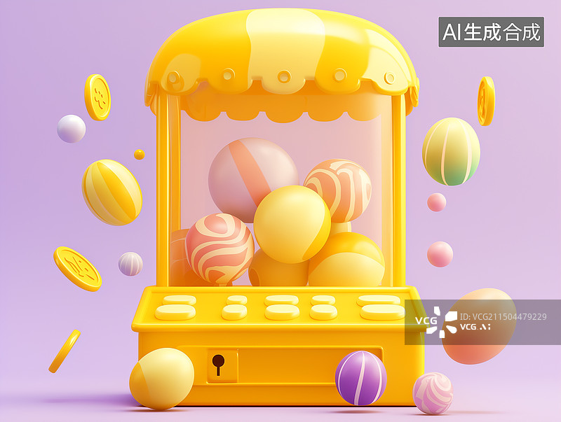 【AI数字艺术】3d创意扭蛋机图片素材