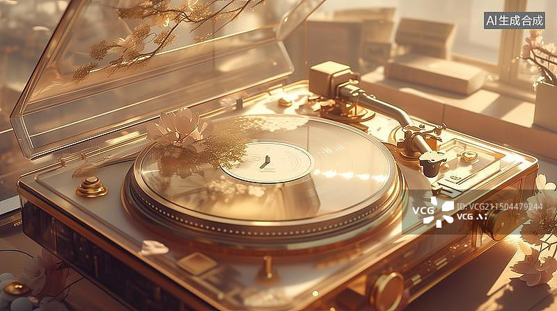 【AI数字艺术】文艺风唱片机背景图片素材