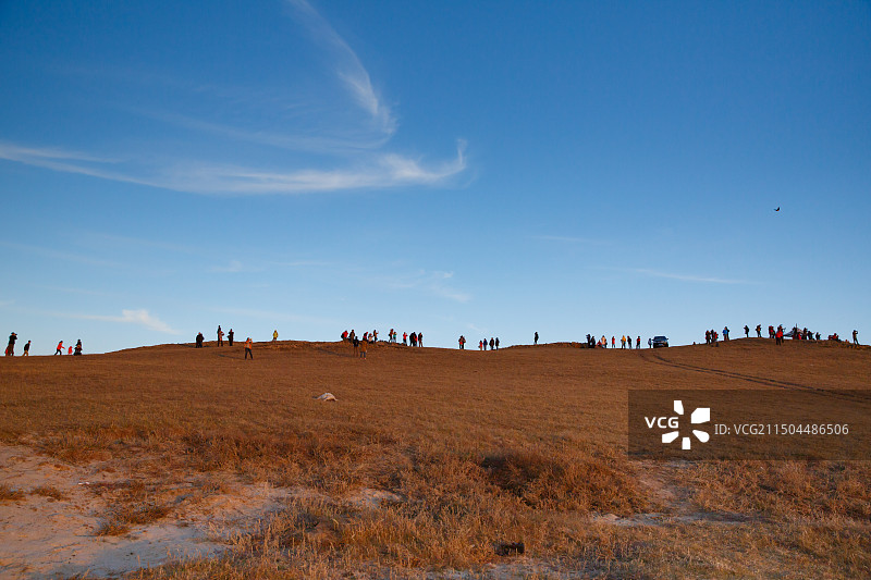 内蒙坝上山坡高处观景台图片素材