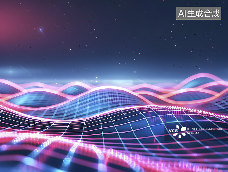 【AI数字艺术】抽象发光线条背景图片素材