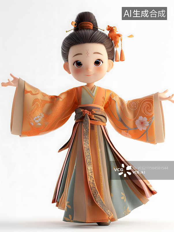 【AI数字艺术】3d 卡通 人偶 汉服 中国传统文化图片素材