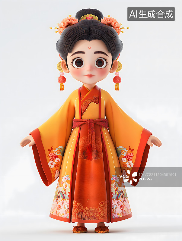 【AI数字艺术】3d 卡通 人偶 汉服 中国传统文化图片素材