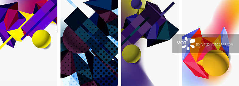 三维球面和三维低多边形设计图片素材
