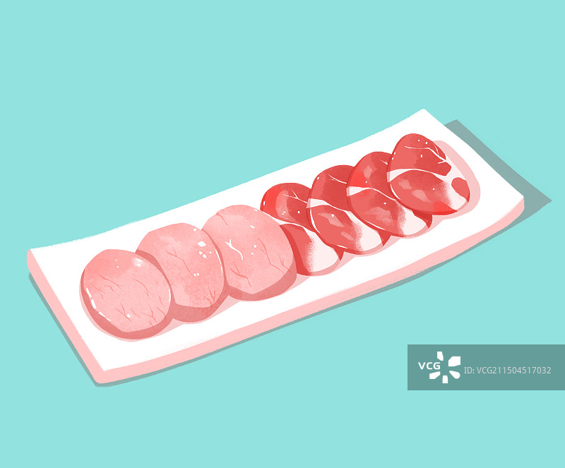美食食材肉片牛舌牛腱牛肉涮肉火锅手绘食材插画图片素材
