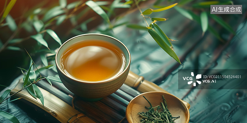 【AI数字艺术】竹林中茶文化传统中国文化图片素材