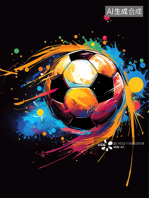 【AI数字艺术】足球3D世界杯多彩泼墨图片素材