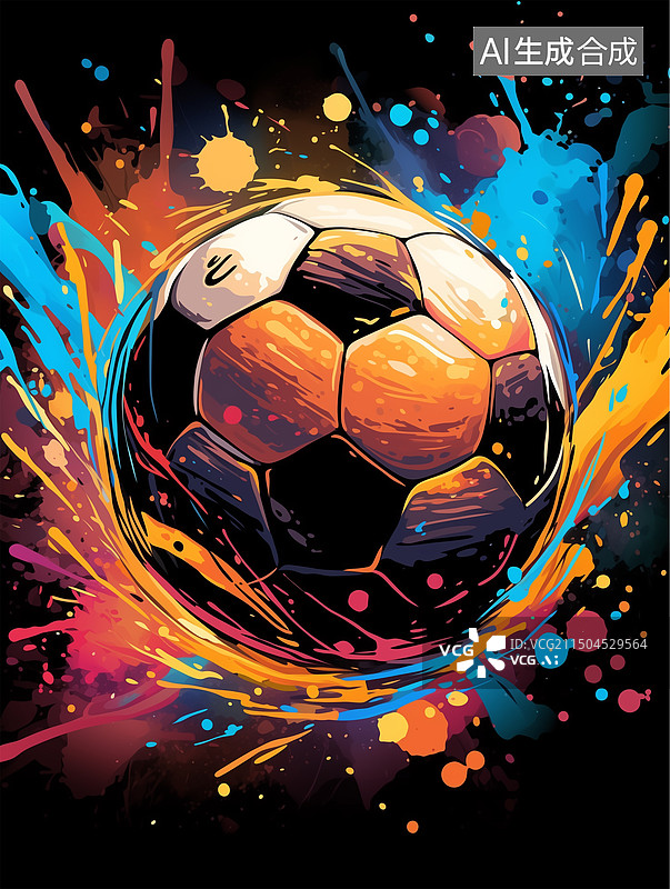 【AI数字艺术】足球3D世界杯多彩泼墨图片素材