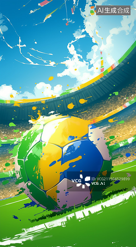 【AI数字艺术】足球操场海报背景图片素材