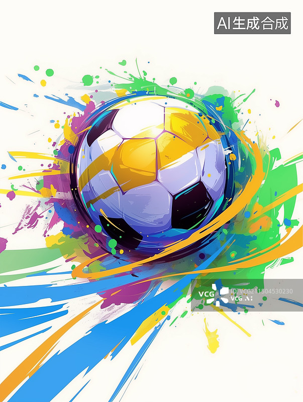 【AI数字艺术】3D足球世界杯多彩图片素材