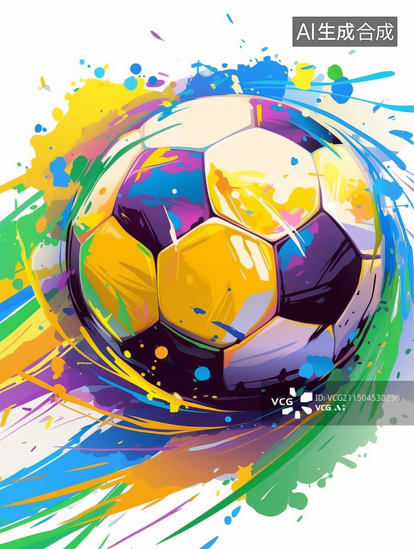 【AI数字艺术】3D足球世界杯多彩图片素材