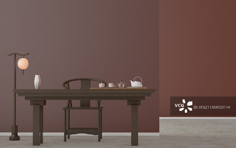 新中式中国风装修客厅背景图片素材