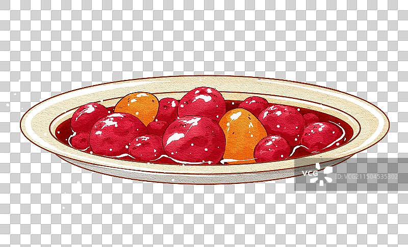 中国传统美食徽菜杨梅圆子图片素材