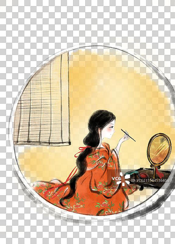 二十四节气水墨风仕女系列图免抠元素-如梦令2图片素材