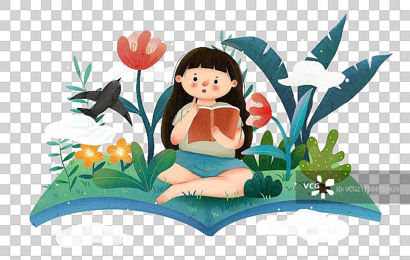 读书的女孩图片素材