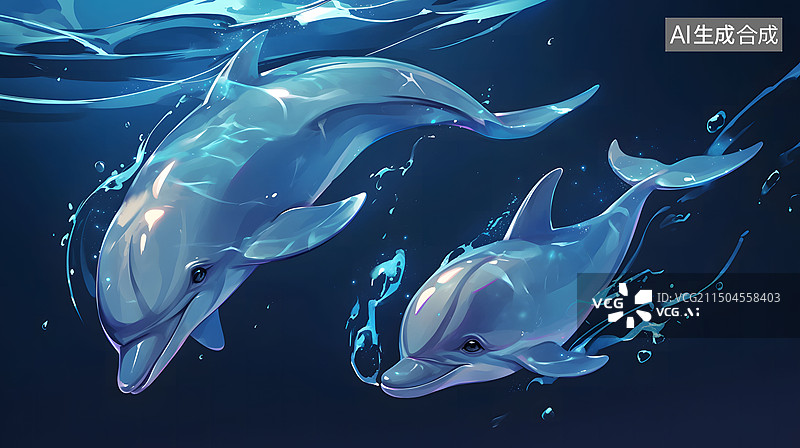 【AI数字艺术】海洋中游泳的海豚图片素材